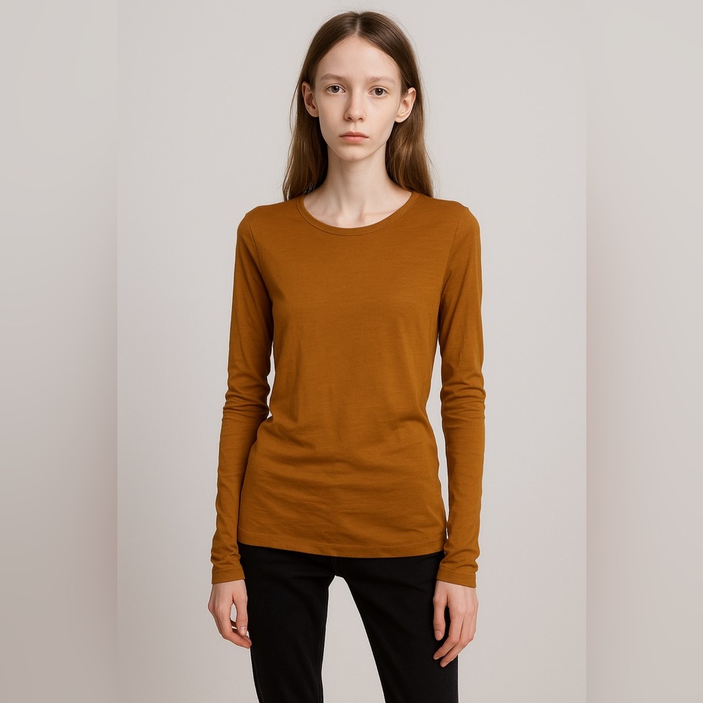 Nine West Soft Spun Long Sleeve tan camel top size medium